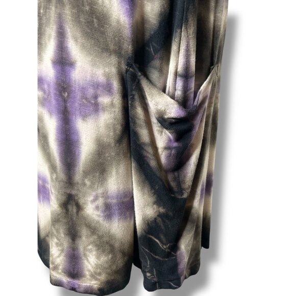 Lucky Brand Tie Dye Swimsuit Cover Up Dress Purple & Gray V-Neck Cap Sleeve Beac - Picture 4 of 6